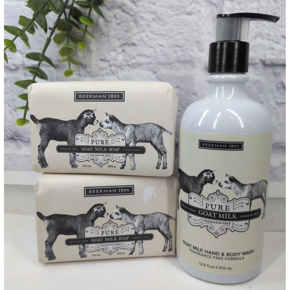 NEW LOT 3😍Beekman 1802 Pure Goat Milk Hand & Body Wash Fragrance Free Soap Bar